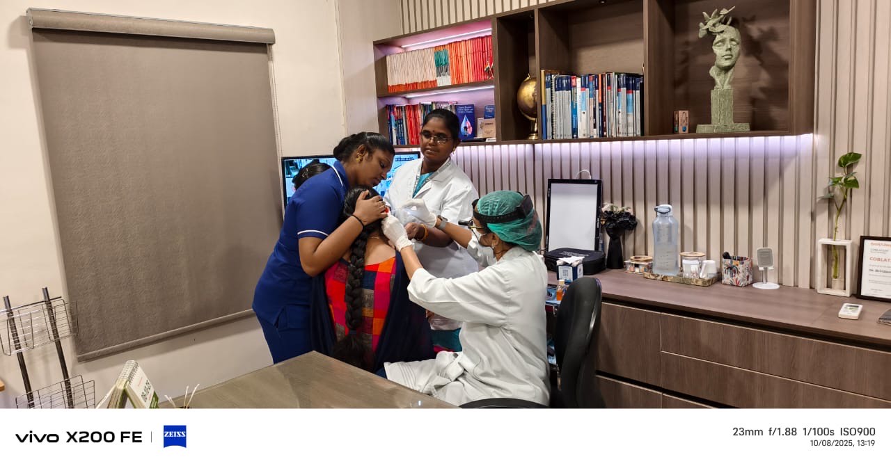 Patient receiving compassionate ear care from our ENT team in Tirunelveli.